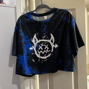 Blue and black crop top